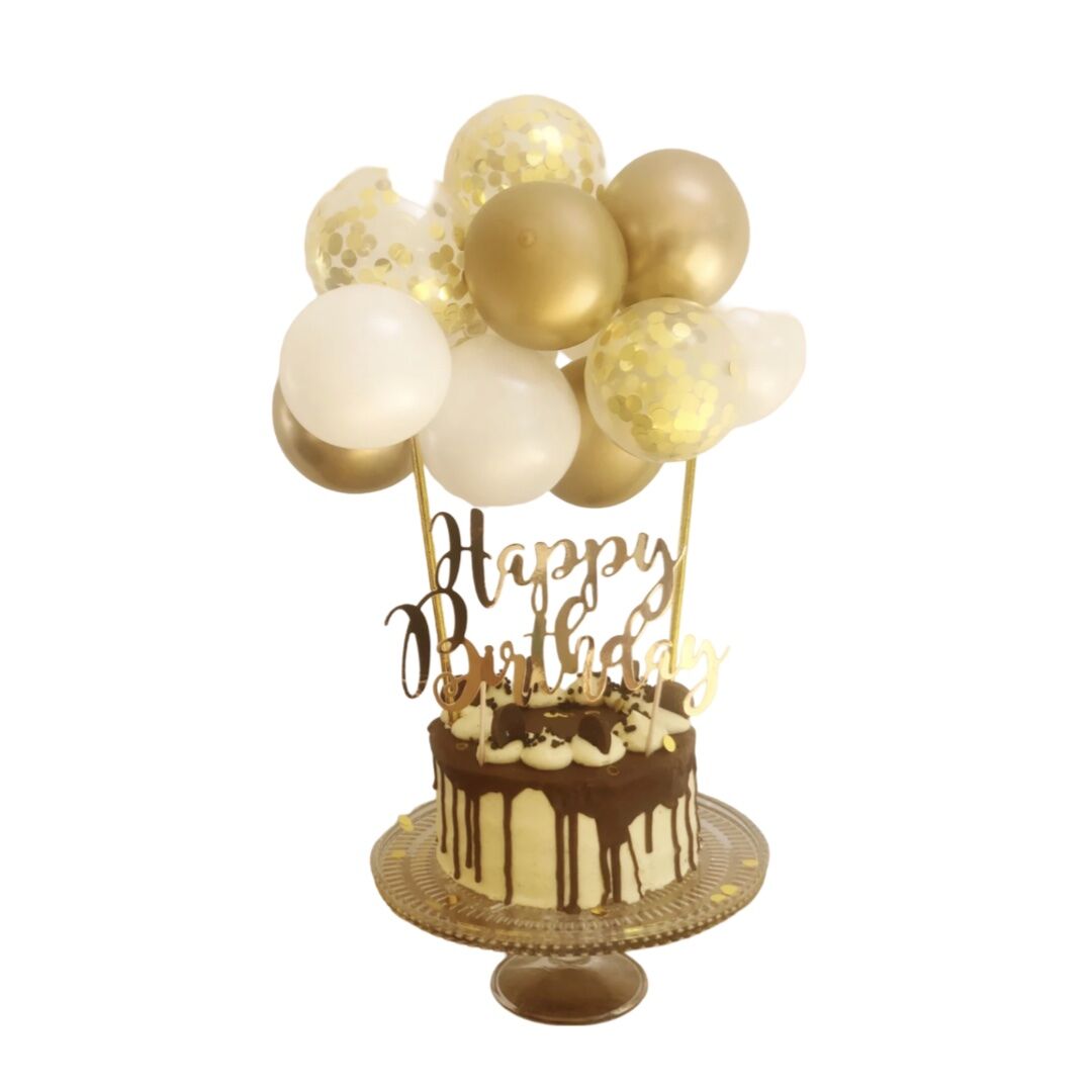 Mini Gold and White Balloon Cake Topper