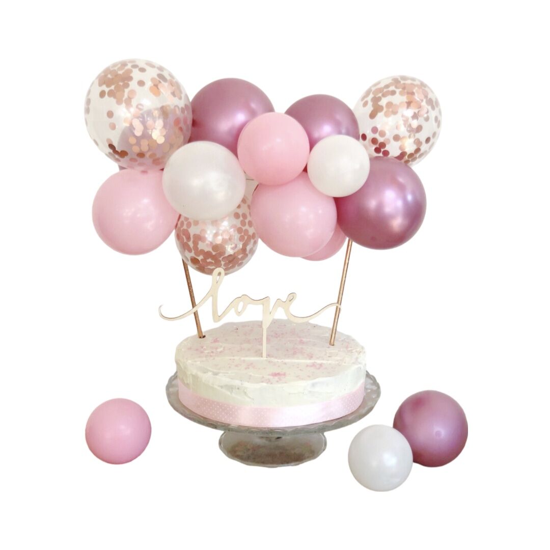 Mini Pink and Rose Gold Balloon Cake Topper