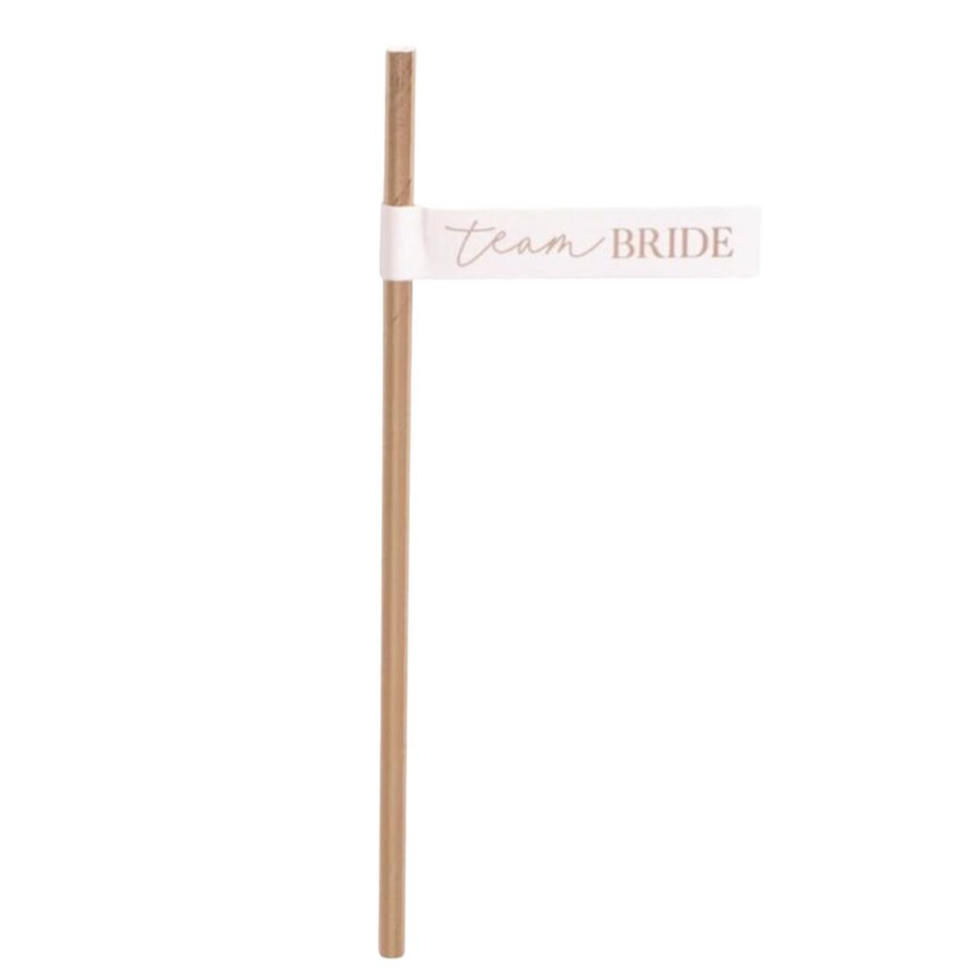 Rose Gold Team Bride Straws