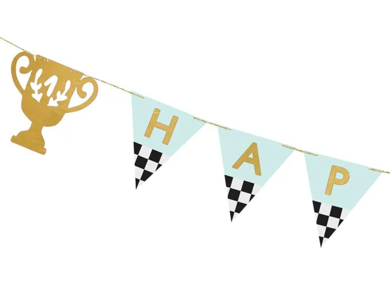 Racing Car Thophy Cup Happy Birthday Banner