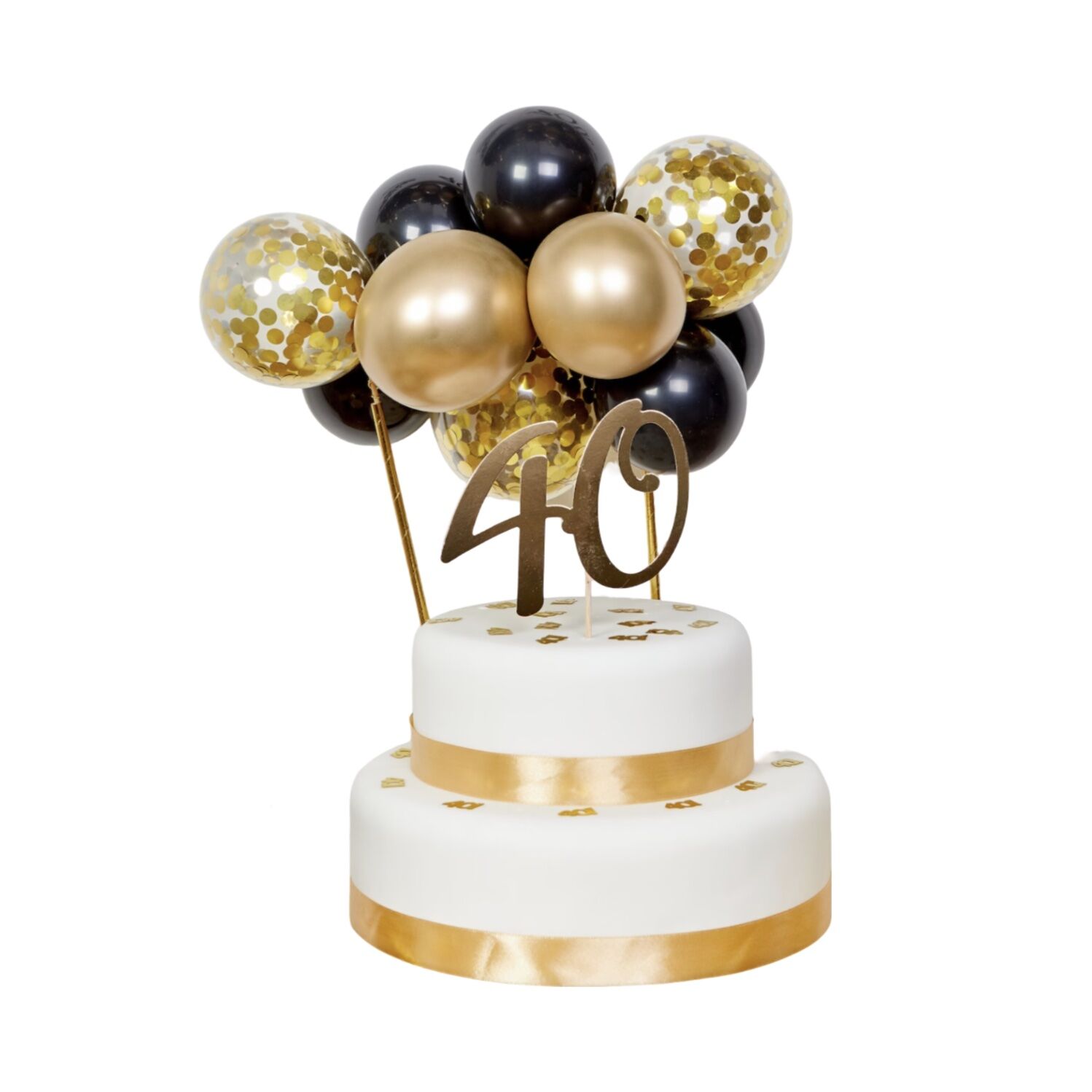 Mini Gold and Black Balloon Cake Topper