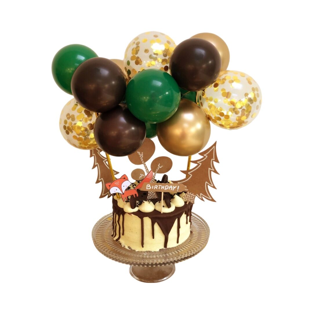 Woodland Gold Confetti Balloon Cake Topper