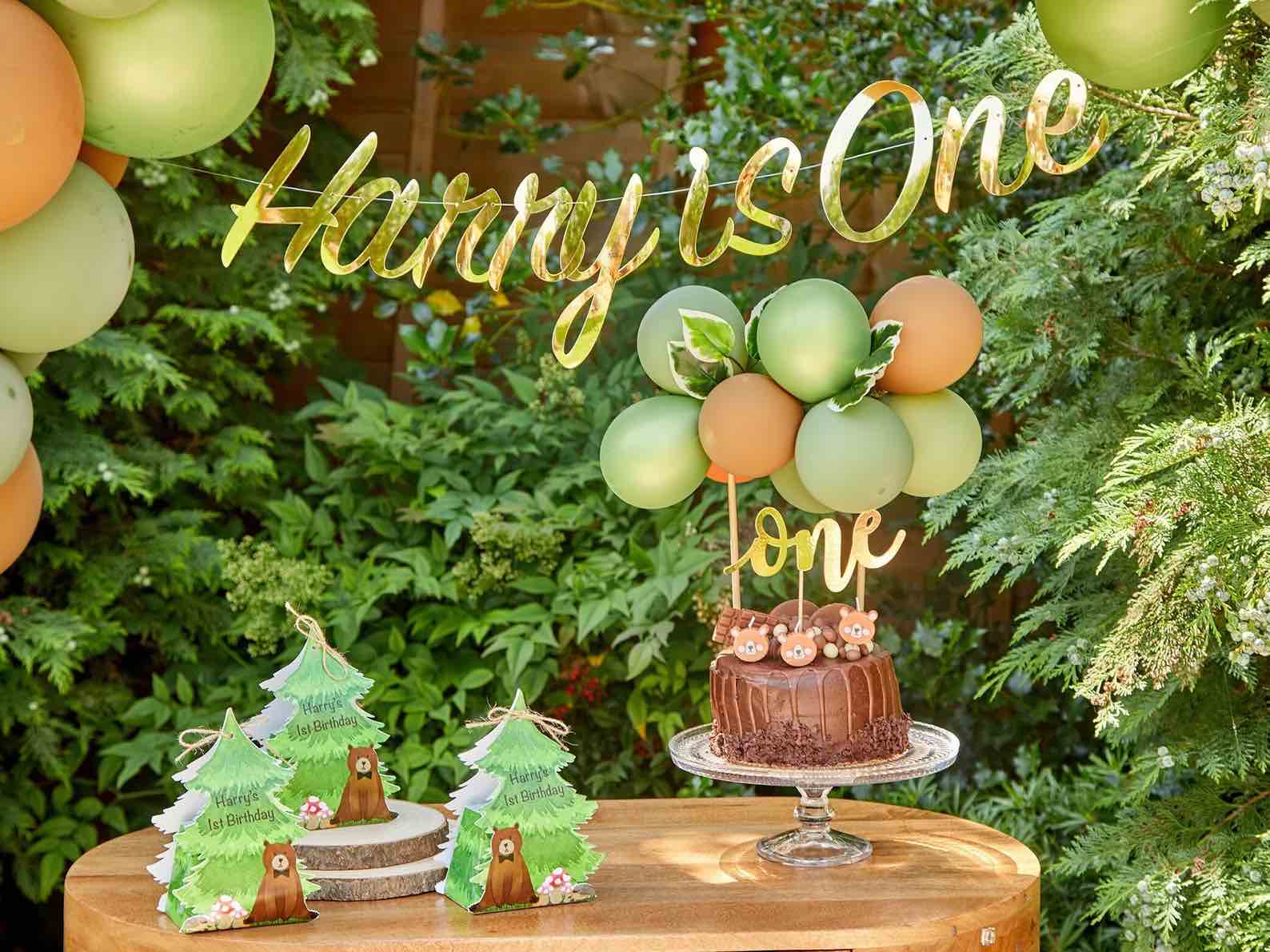 First Birthday Woodland Balloon Cake Topper