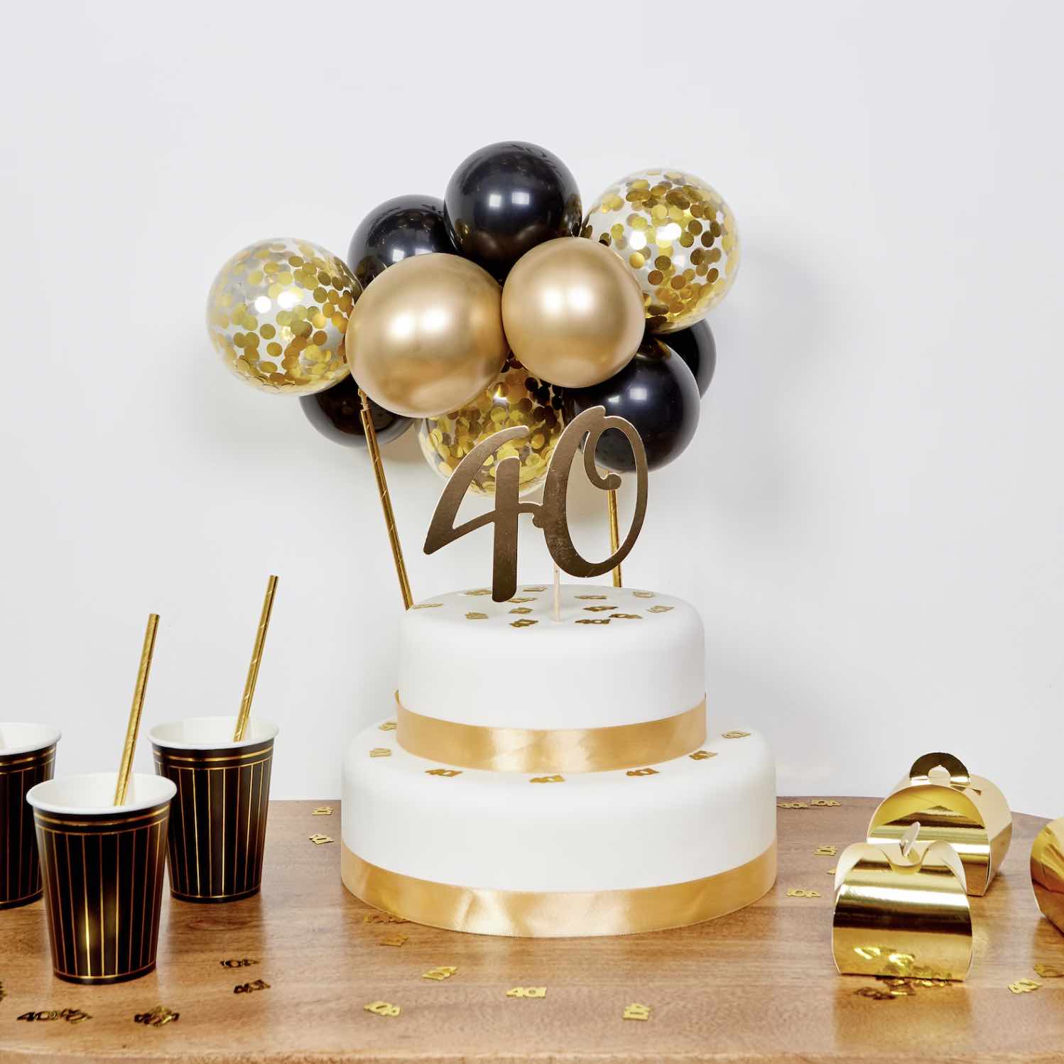 Mini Gold and Black Balloon Cake Topper