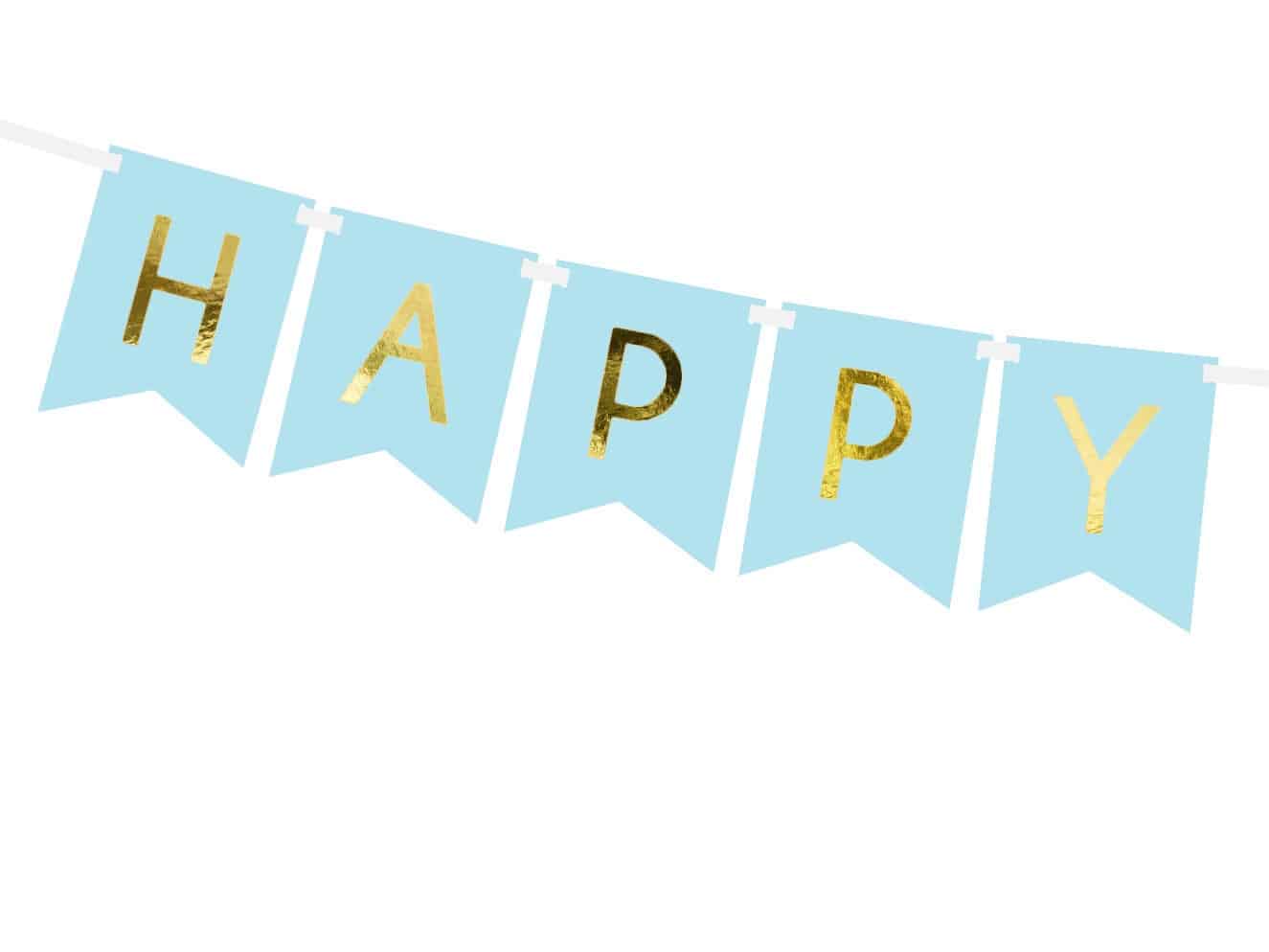 Baby Blue Happy Birthday Banner 2