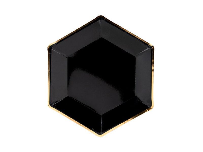 Black Paper Plates with Gold Edges