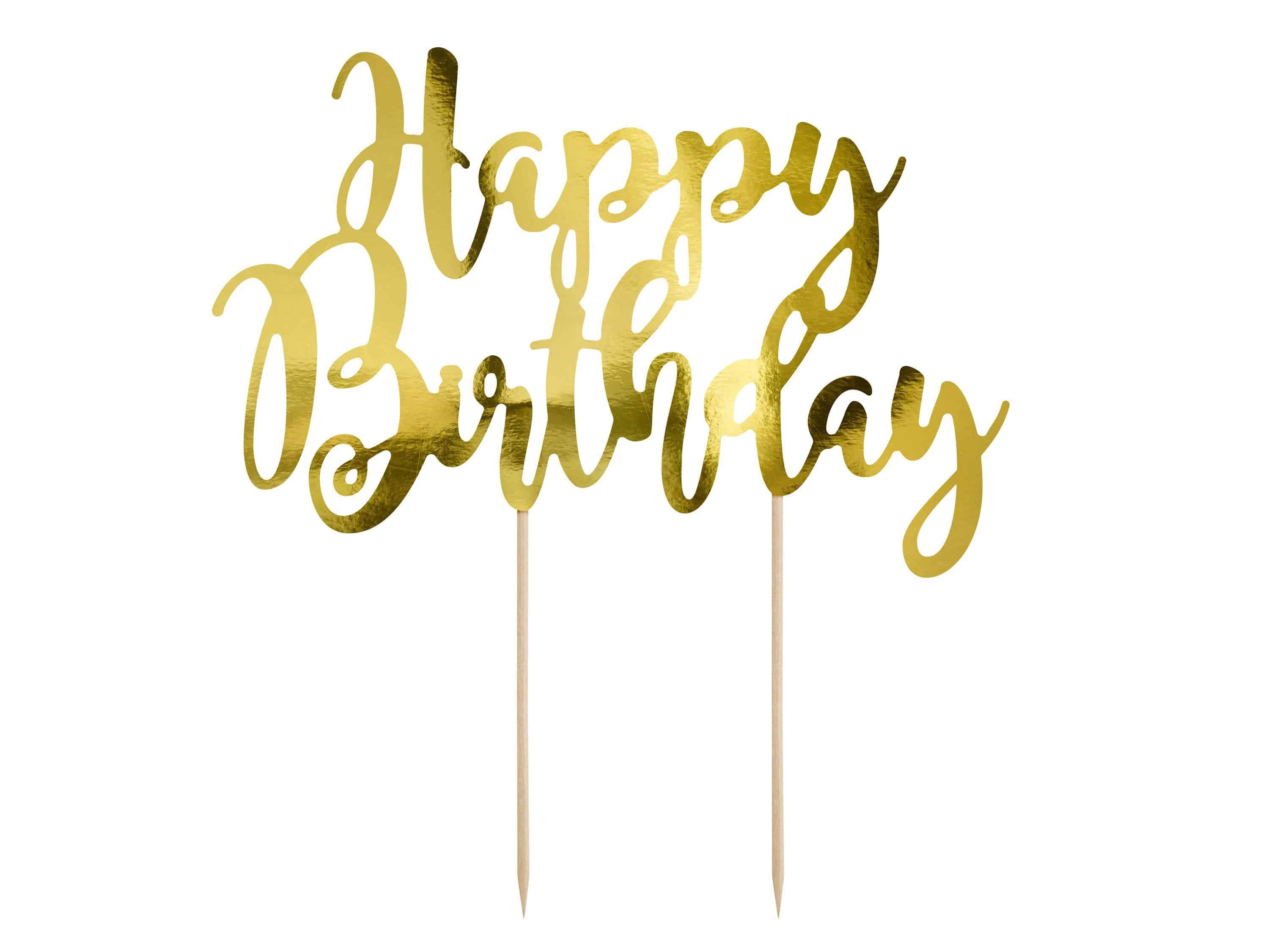 Happy Birthday Gold Cake Topper