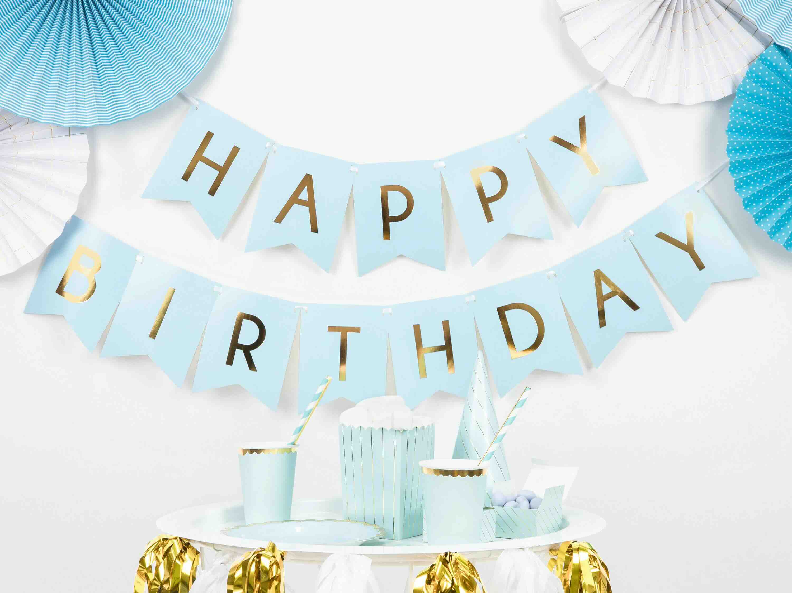 Baby Blue Happy Birthday Banner 2 Baby Blue Happy Birthday Banner