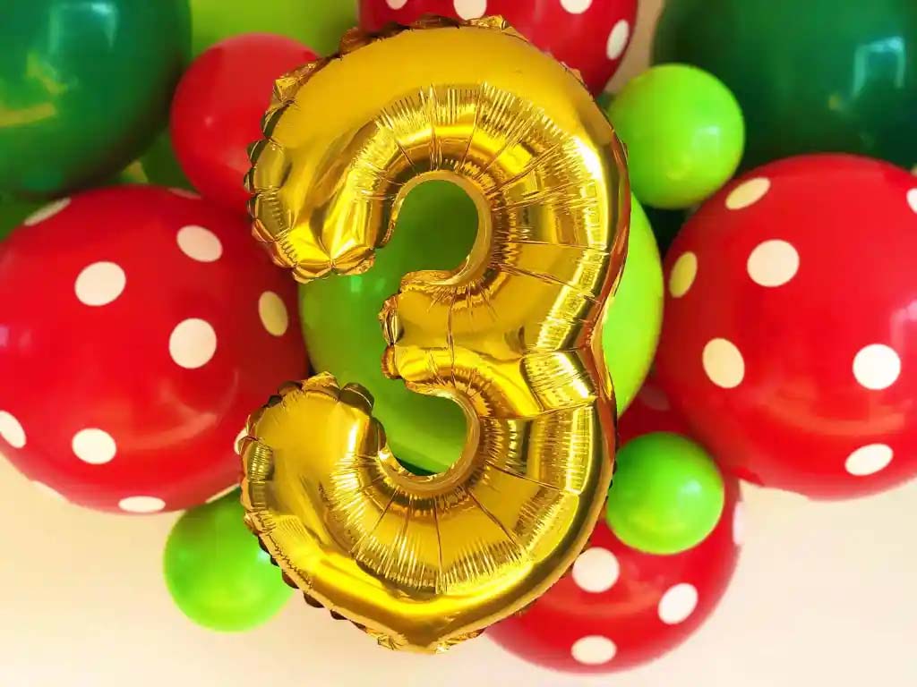 Balloon Garland Gold Foil Balloon Number 3