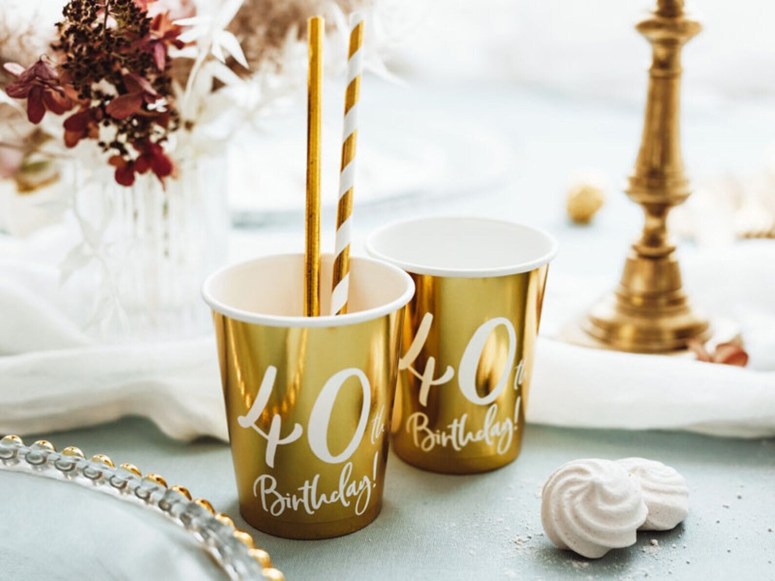 Gold 40th Birthday Cups