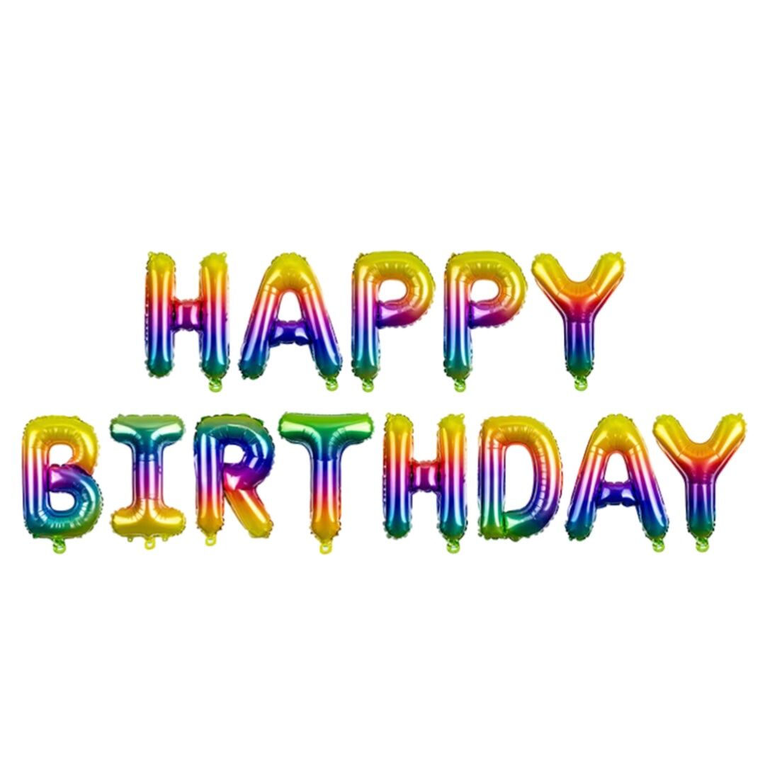 Large Happy Rainbow Birthday Balloon Banner