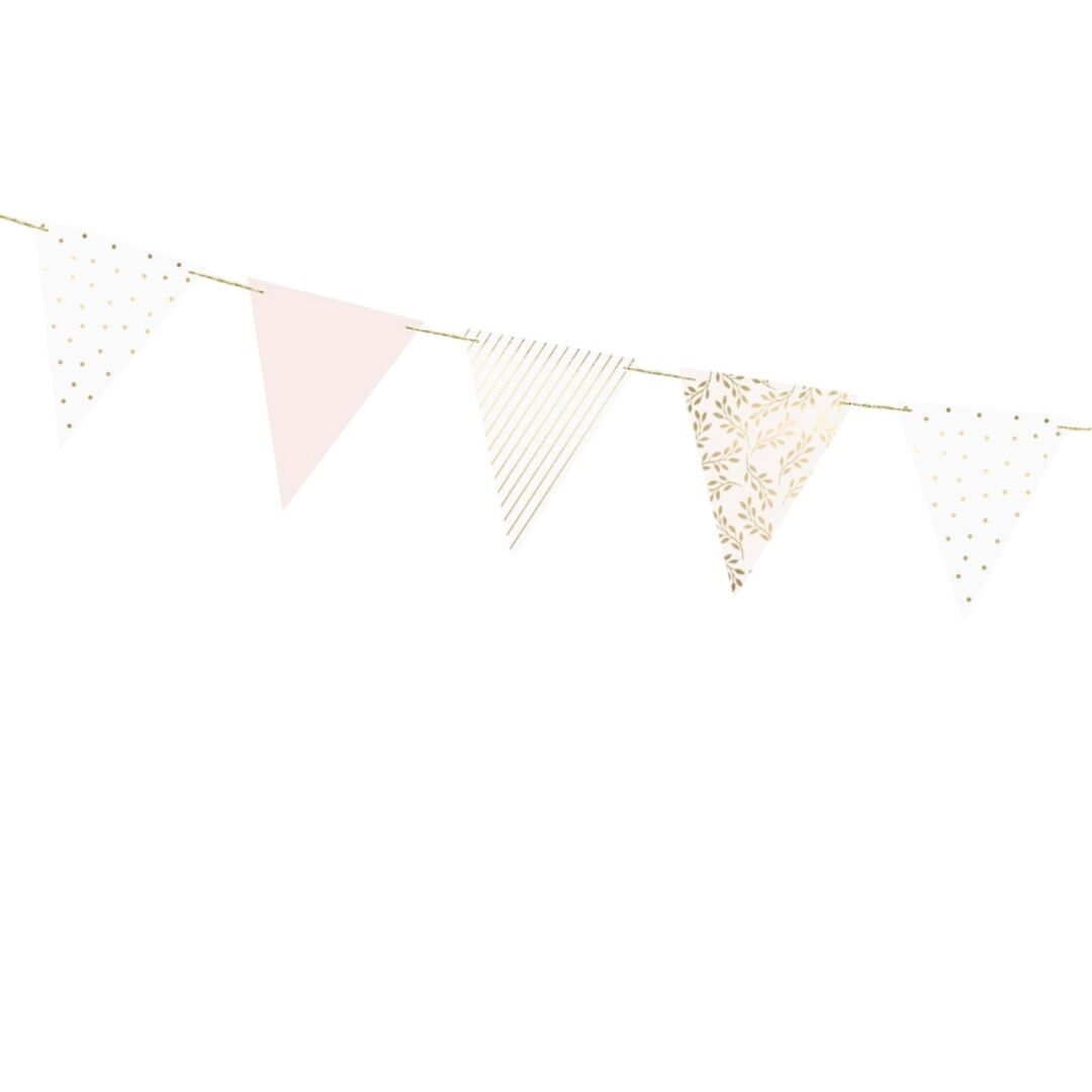 Long Pink and Gold Paper Bunting Banner