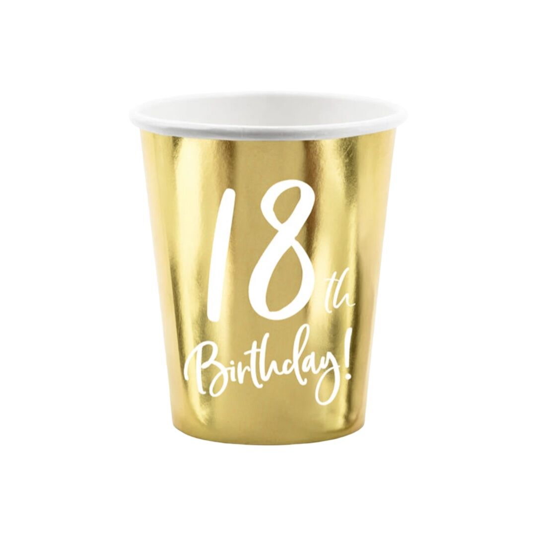Metallic Gold 18th Birthday Paper Cups