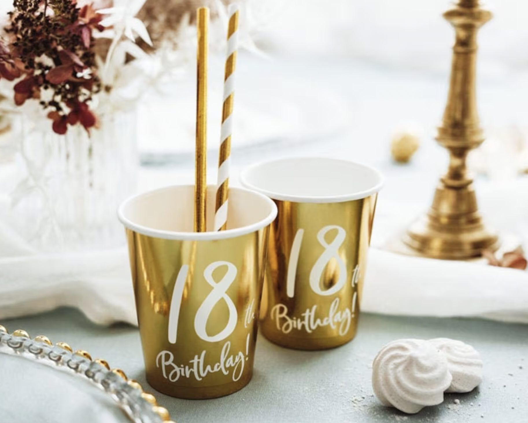 Metallic Gold 18th Birthday Paper Cups