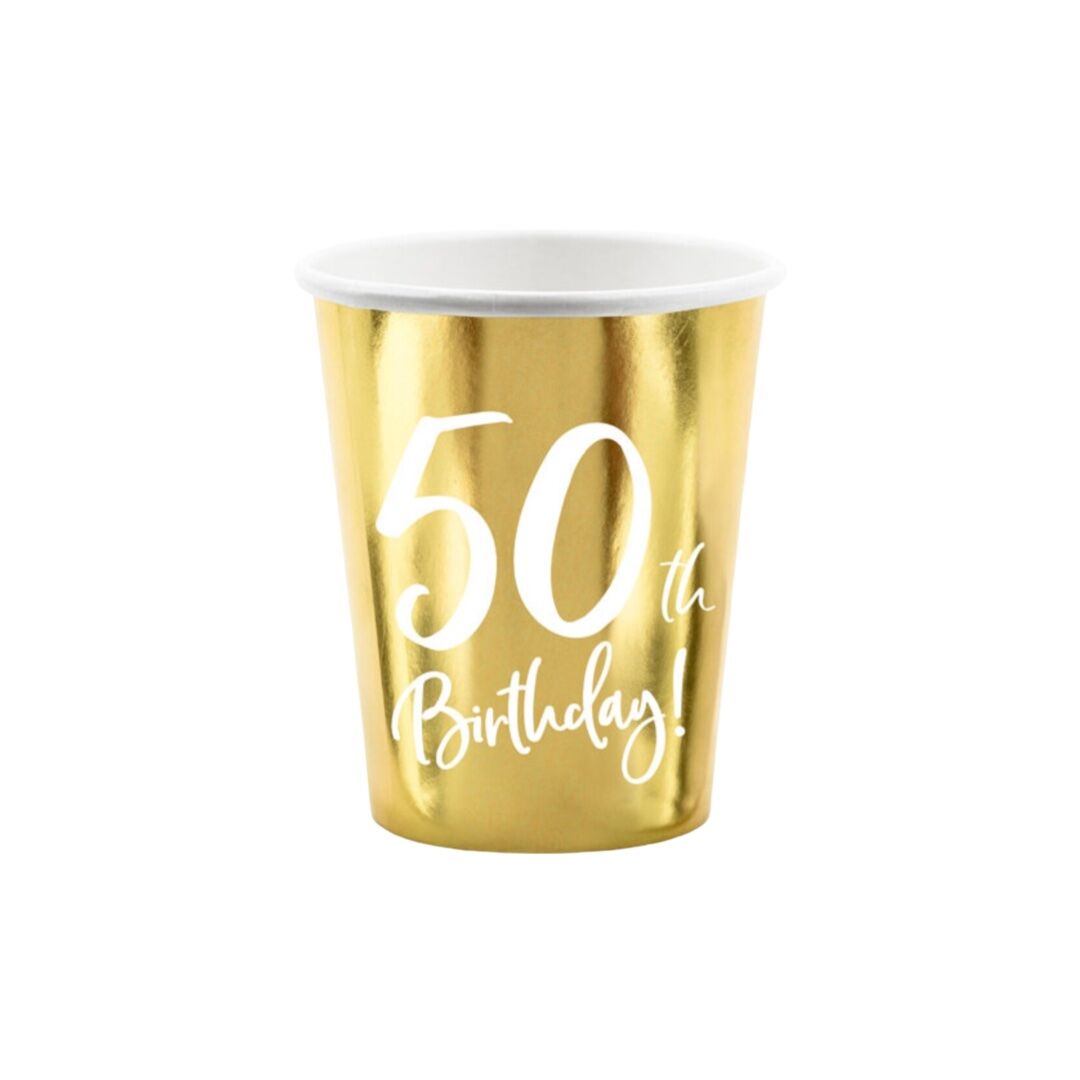 Metallic Gold 50th Birthday Paper Cups