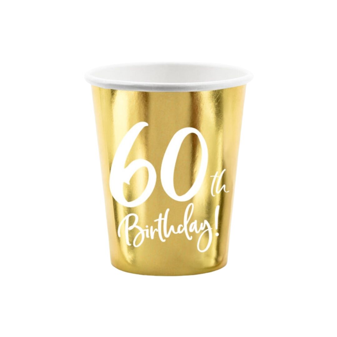 Metallic Gold 60th Birthday Paper Cups