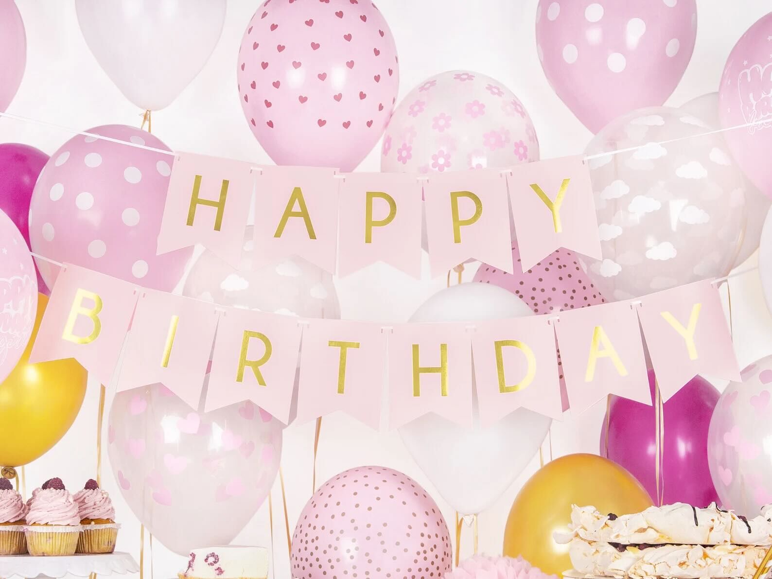 Pastel Pink Happy Birthday Banner
