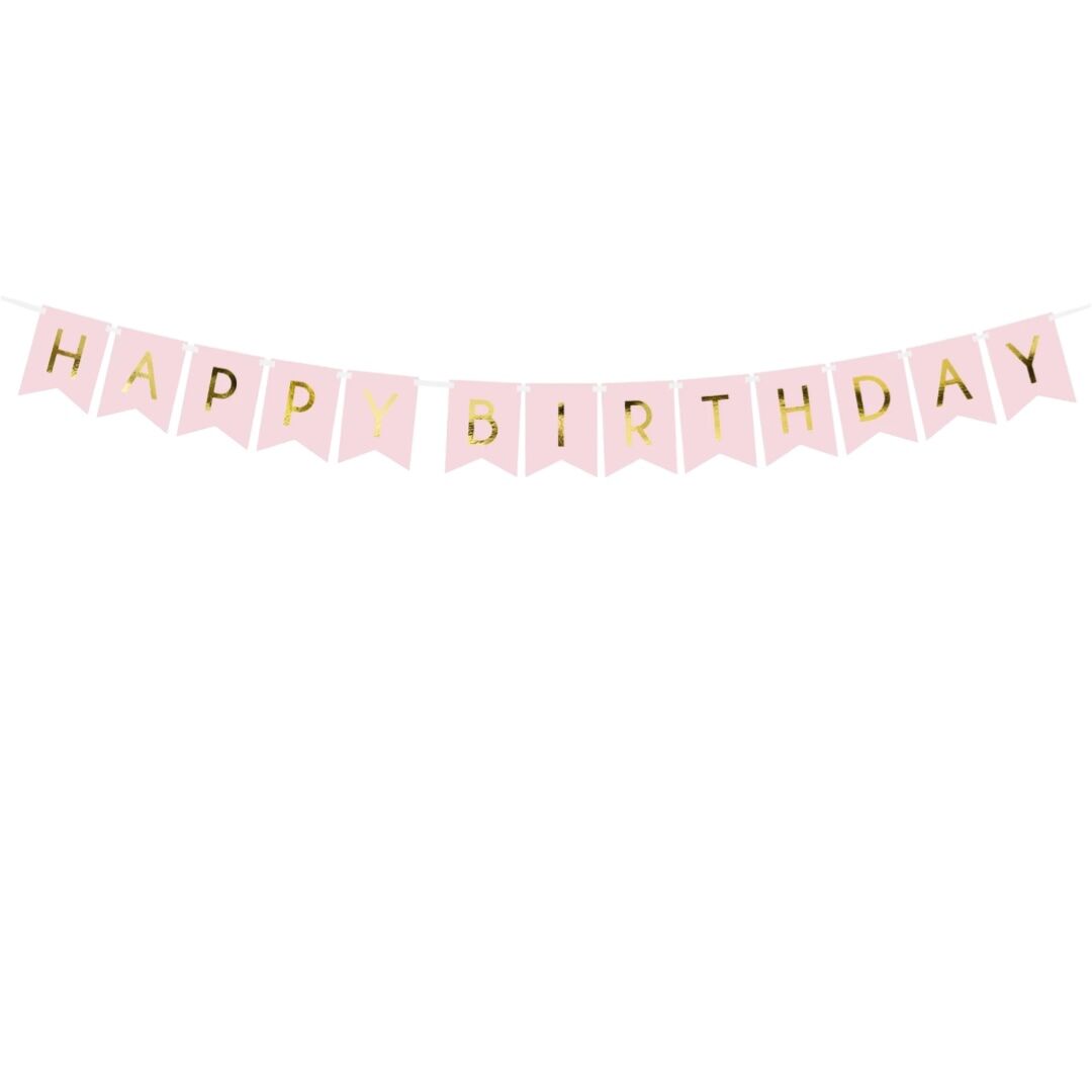 Pastel Pink Happy Birthday Banner