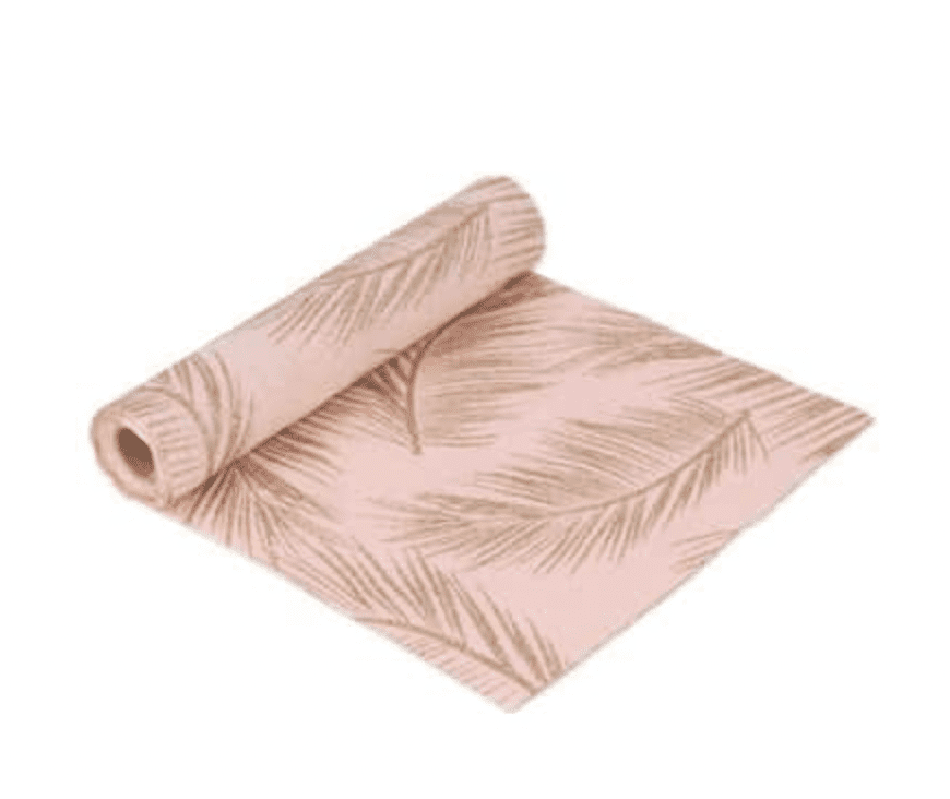 Long Pink Palm Leaves Table Runner