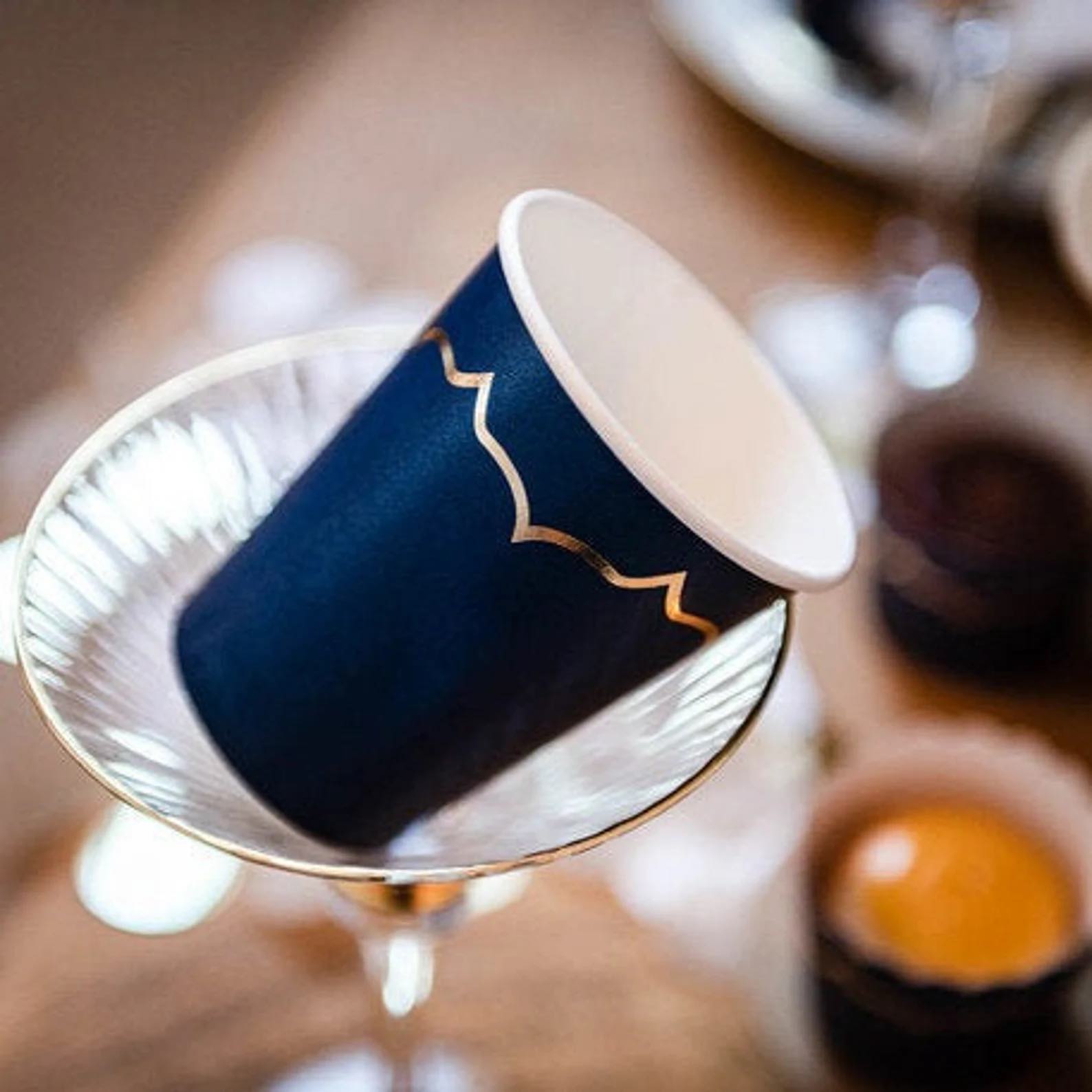 Stunning Navy and Gold Paper Cups
