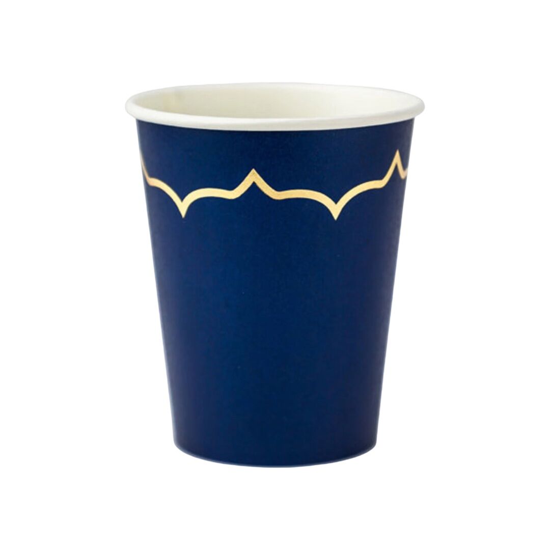 Stunning Navy and Gold Paper Cups