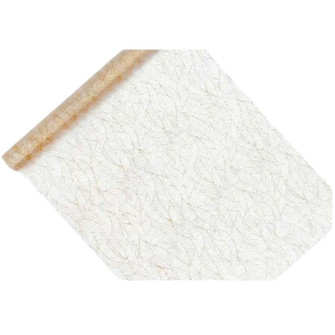 Table Runner with Delicate Gold Leave Print