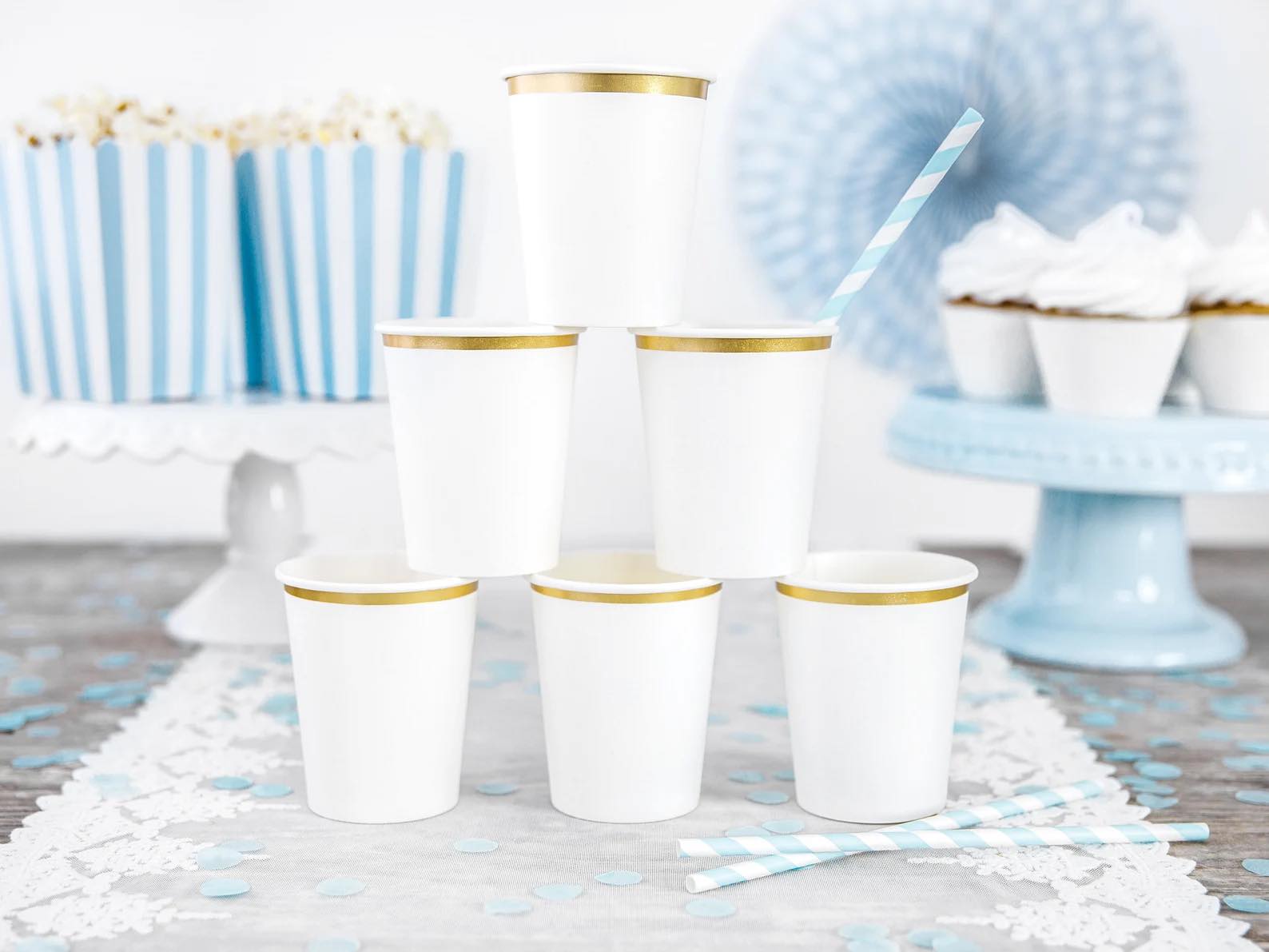 White and Gold Paper Cups