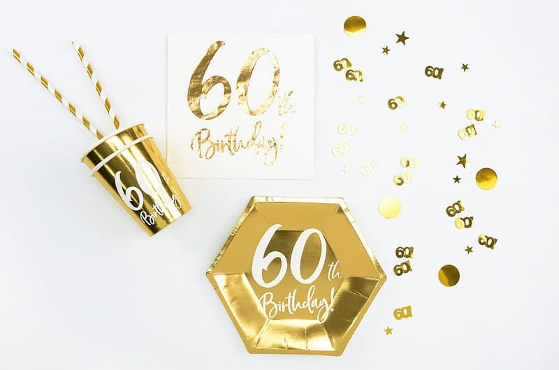 60th Birthday Gold Confetti 60th Birthday Gold Paper Plates