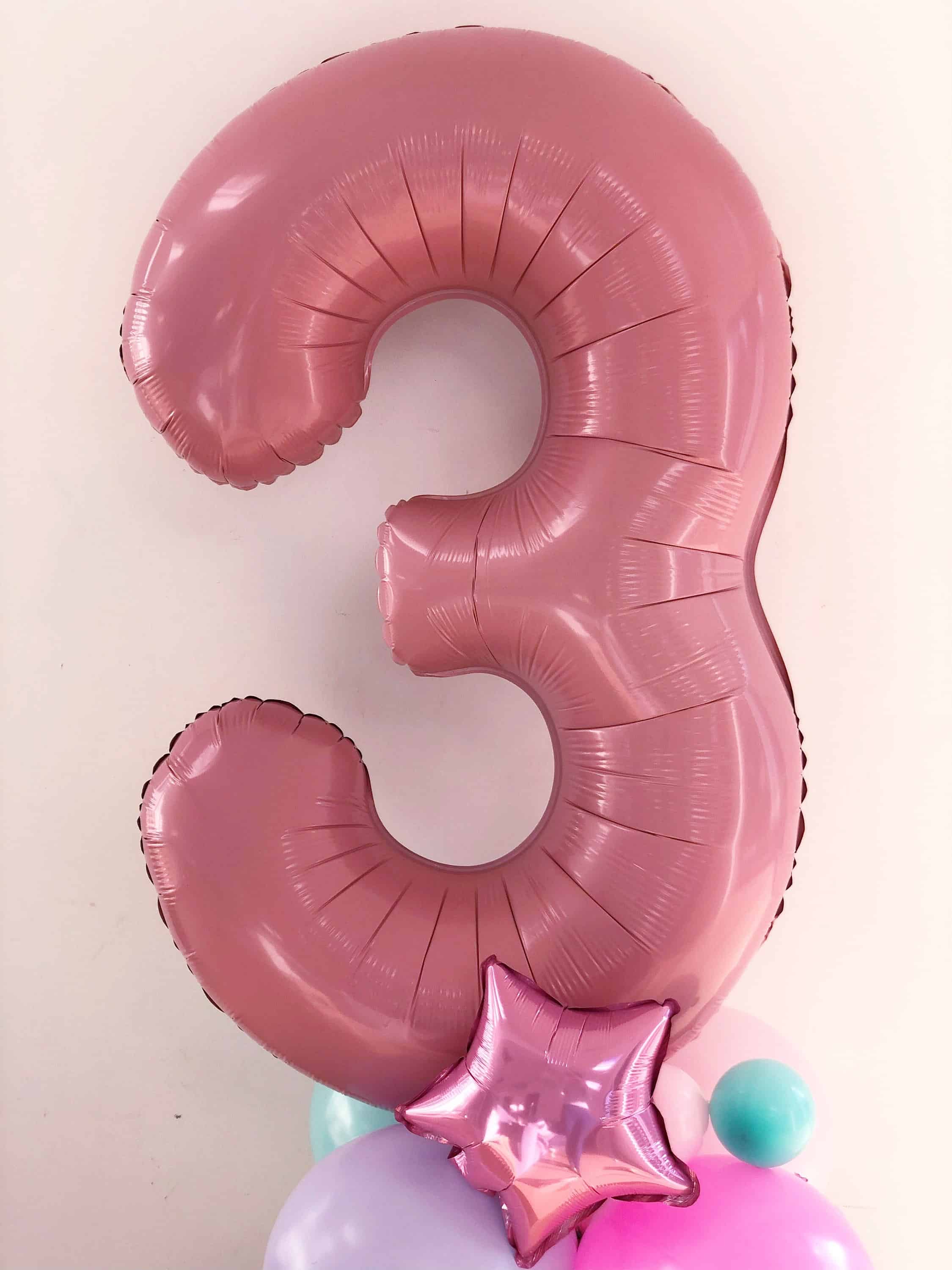 DIY Pastel Birthday Balloon Sculpture 3 number Foil Balloon