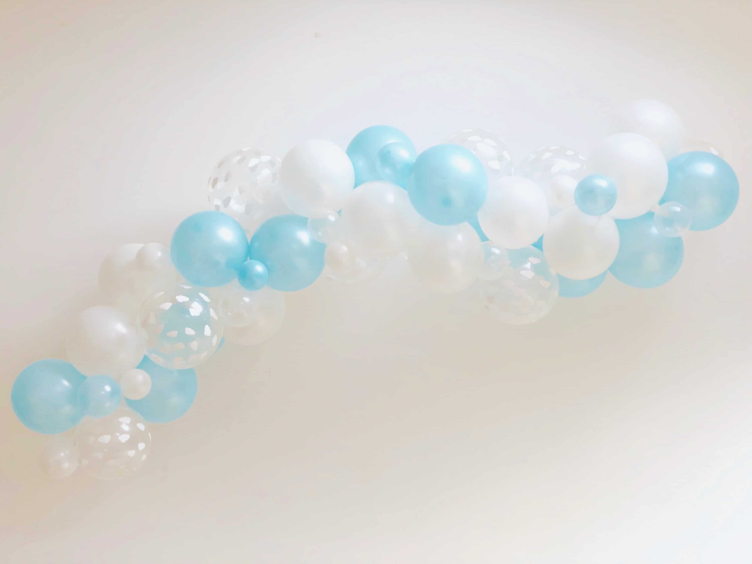 Boy Blue Foil Balloon and Garland blue and white balloon garland
