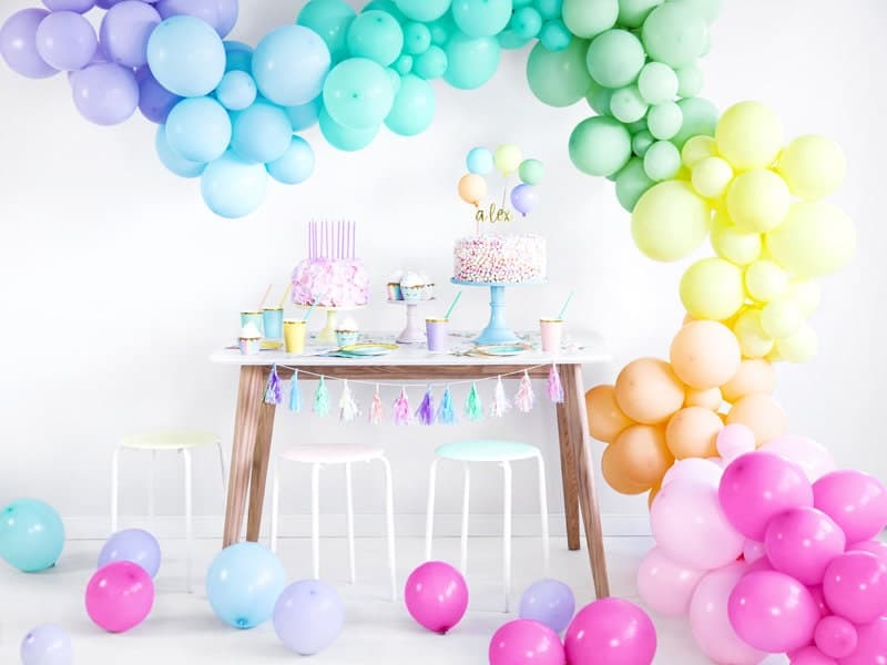 peach latex balloons Rainbow garland