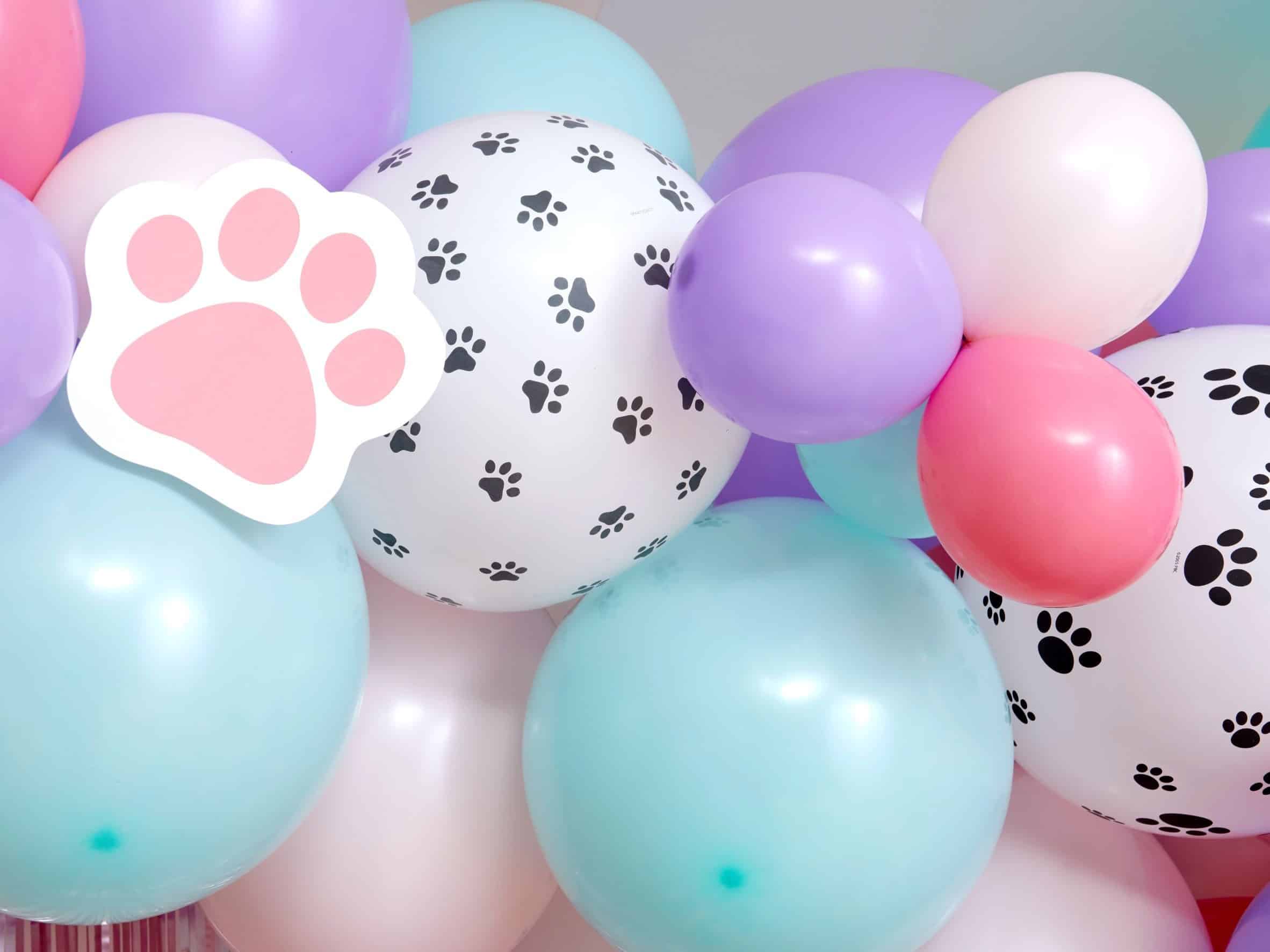 Dog Paw Balloon Garland Pink Paw Cutout and Balloon Detail