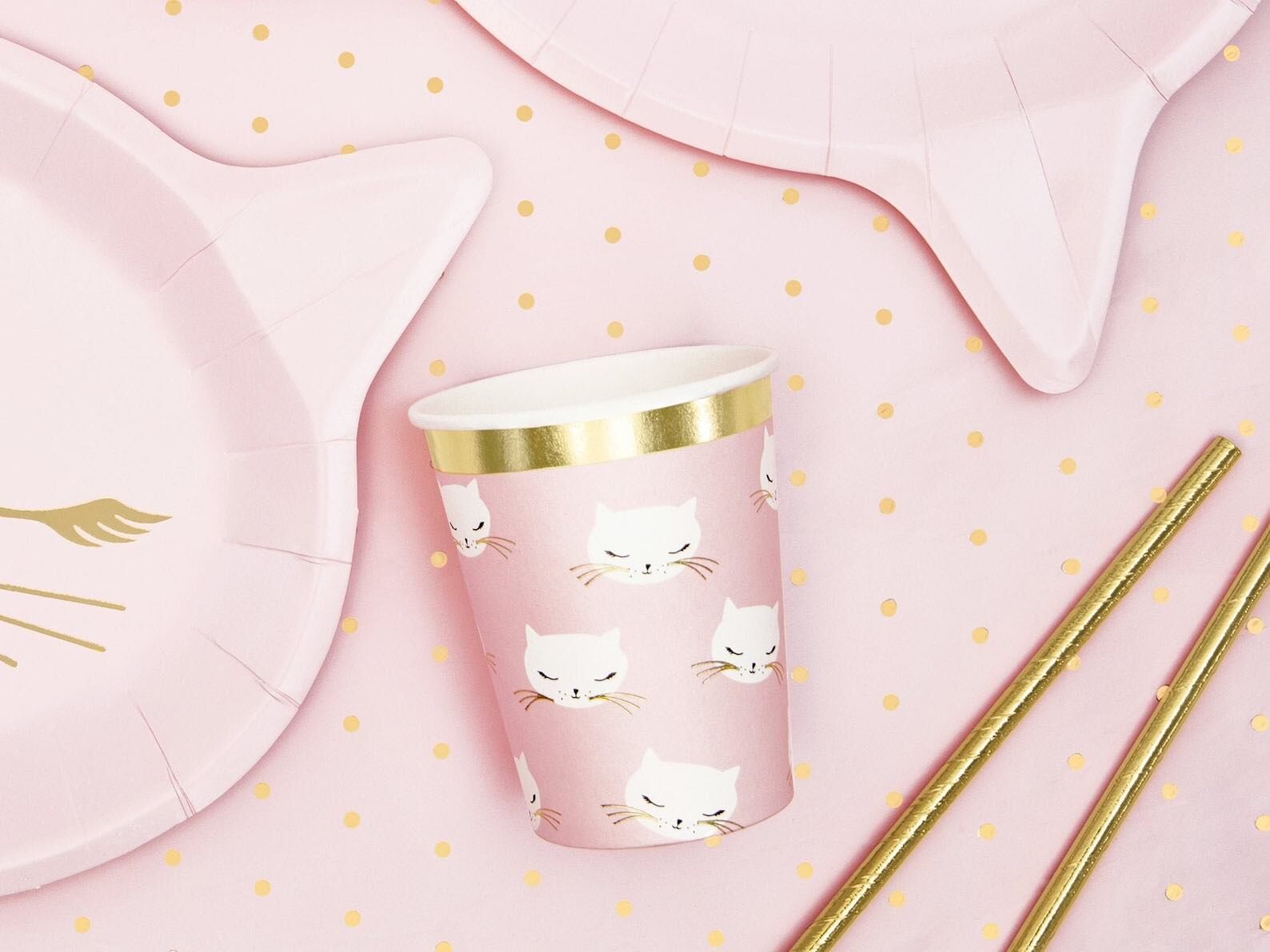 Cute Pink Cat Paper Cups