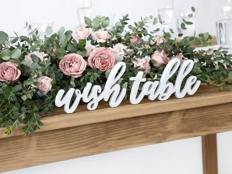 White Wooden Wish Table Sign