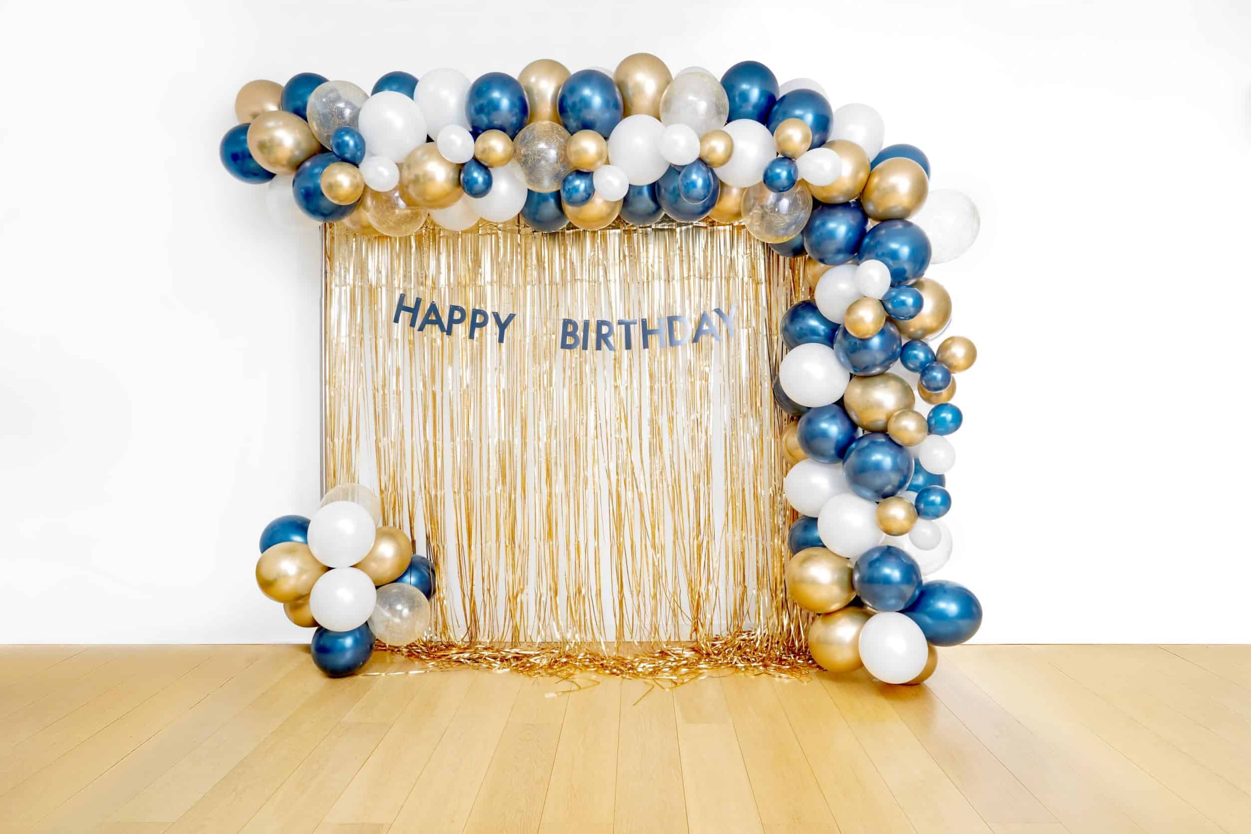 Midnight Blue and Chrome Gold Balloon Arch Blue and Gold Balloon Garland