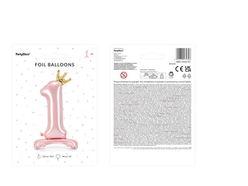 Pink Foil Balloon Number 1 Pink Foil Balloon Number 1 Packaging