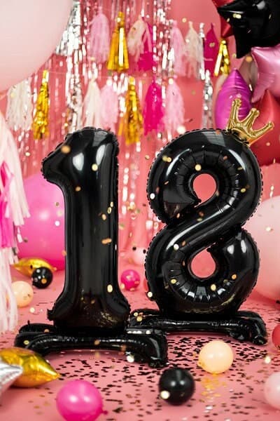 Black Foil Balloon Number 18 Packaging Black Foil Balloon Number 18
