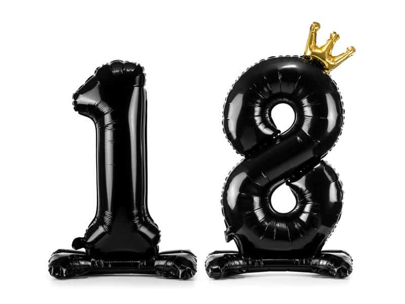Black Foil Balloon Number 18 Packaging