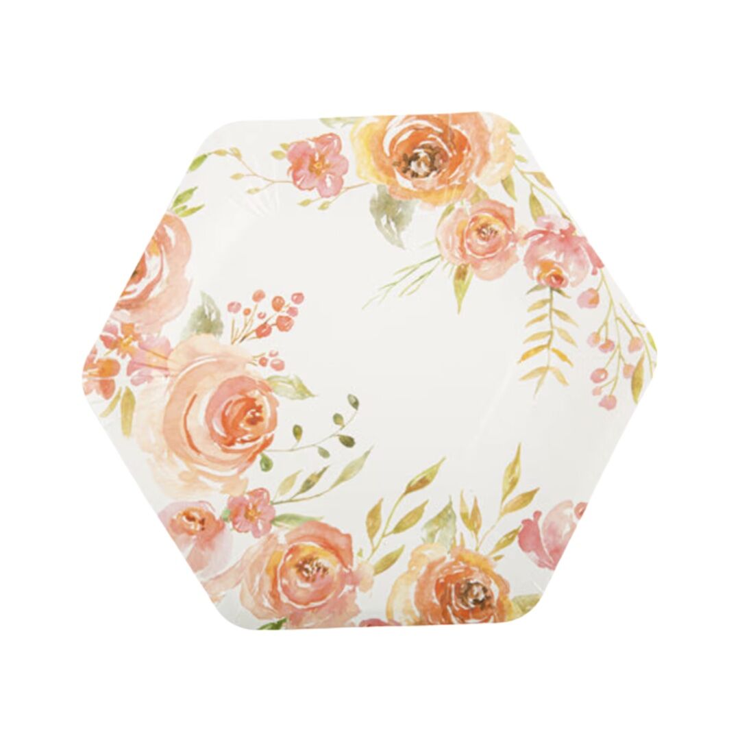 Watercolour Roses Paper Plates