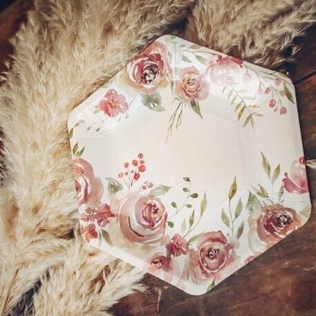 Watercolour Roses Paper Plates