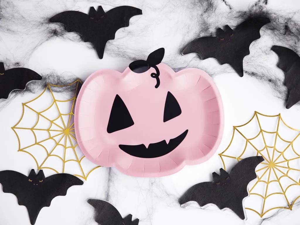 Halloween Bat Paper Napkins Pink Pumpkin Paper Plates