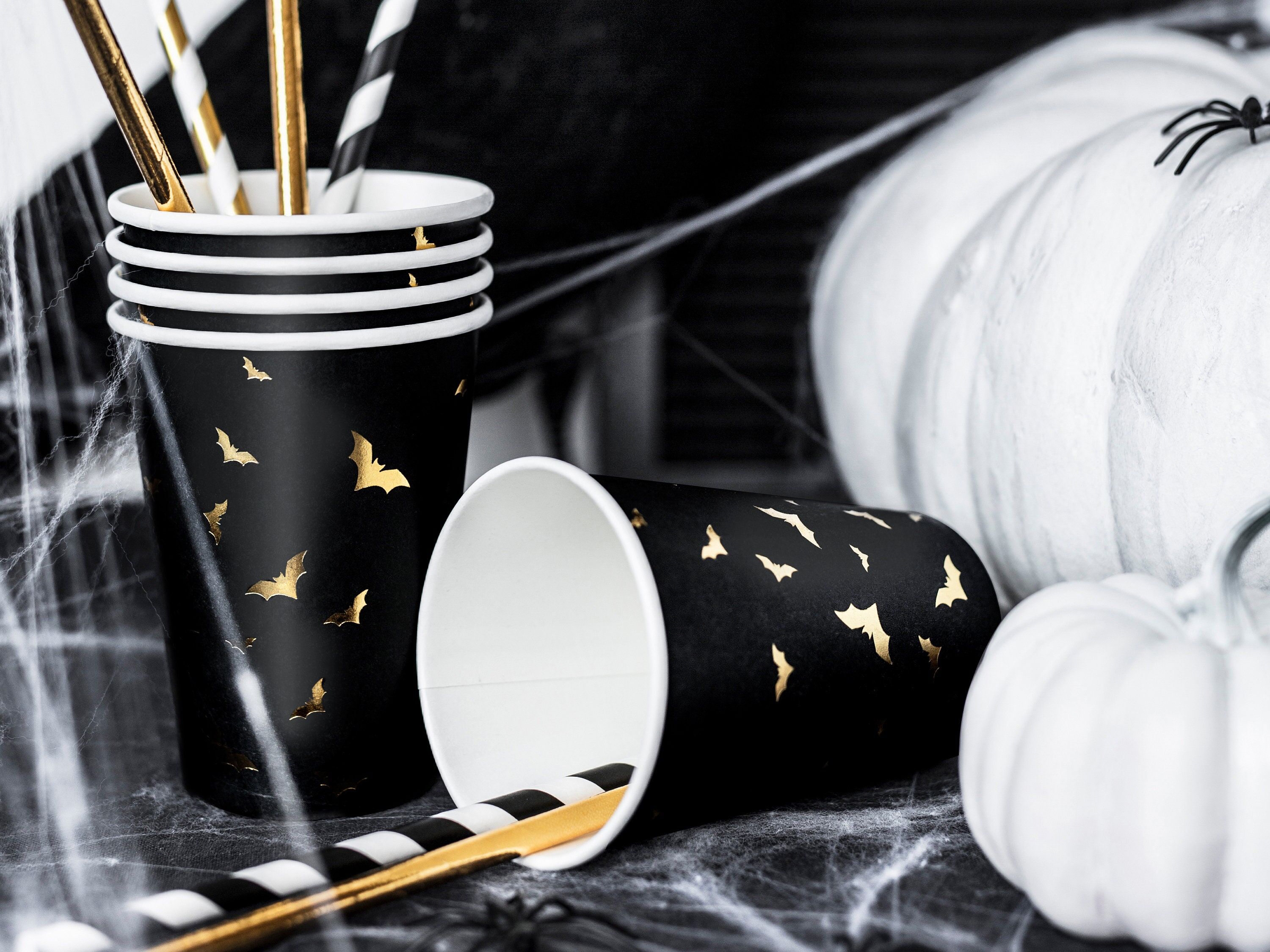 Halloween Gold Bats Paper Cups