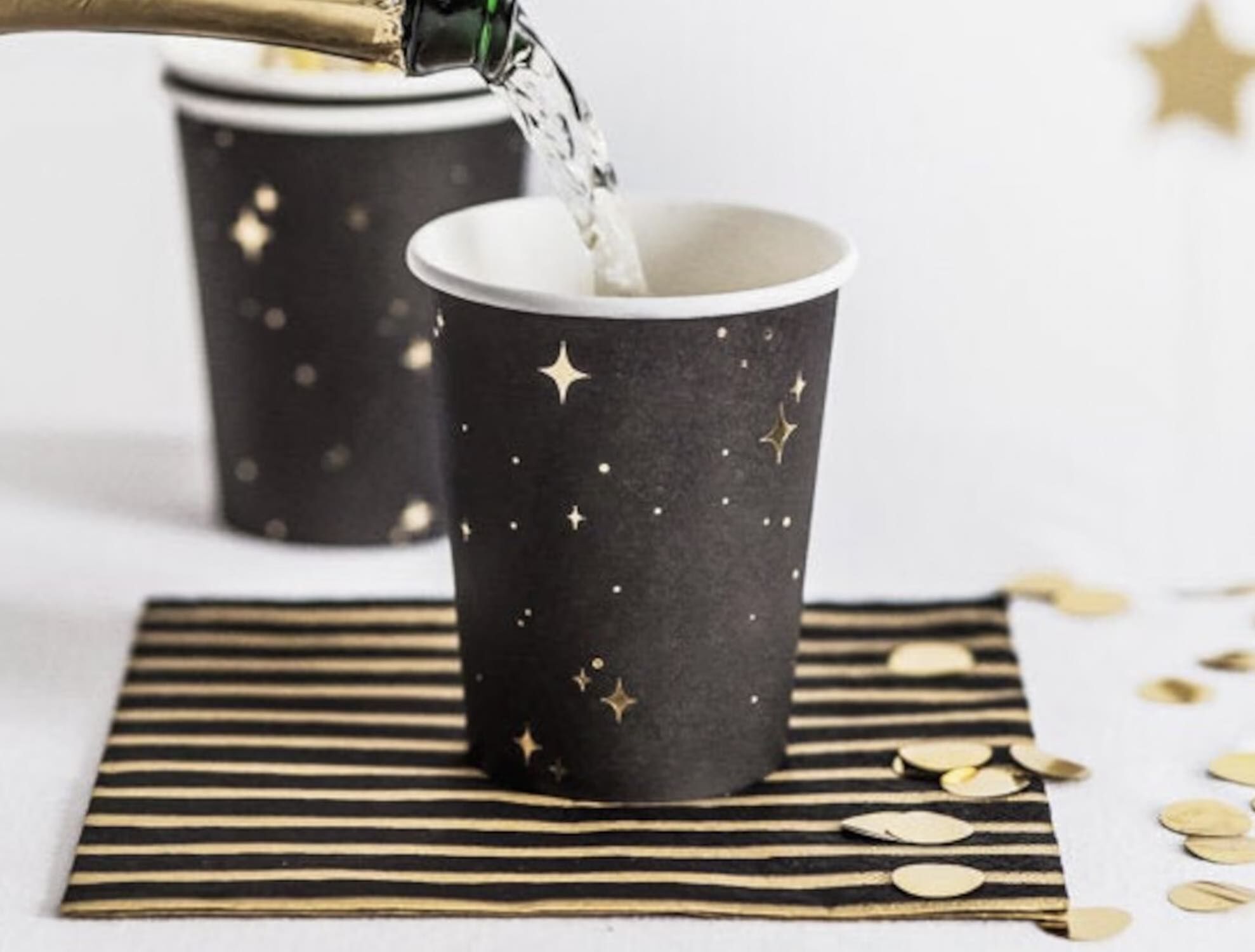 Paper Cups with Gold Stars