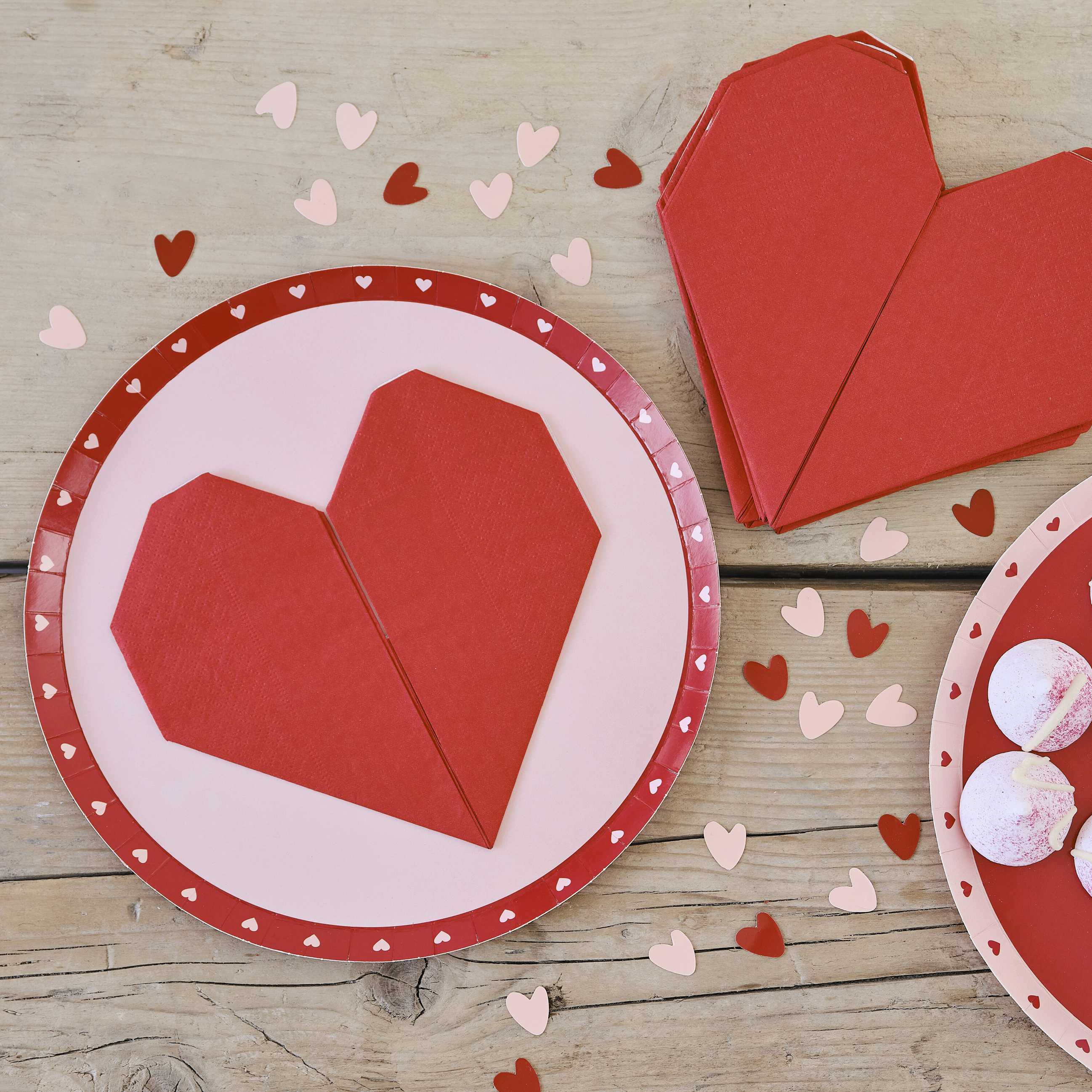 red heart shaped napkins