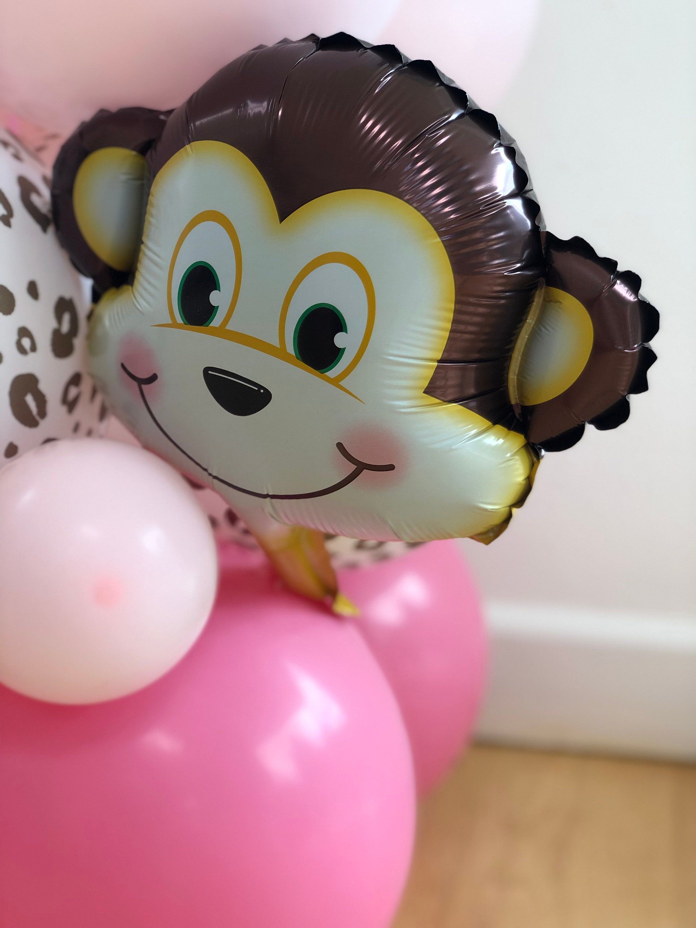 Pink Safari Balloon Sculpture Monkey Foil Balloon