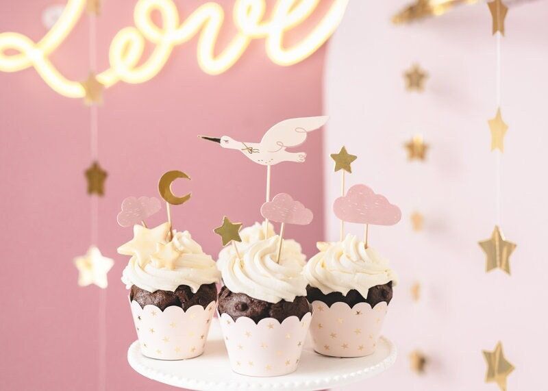 Stork Cup Cake Topper