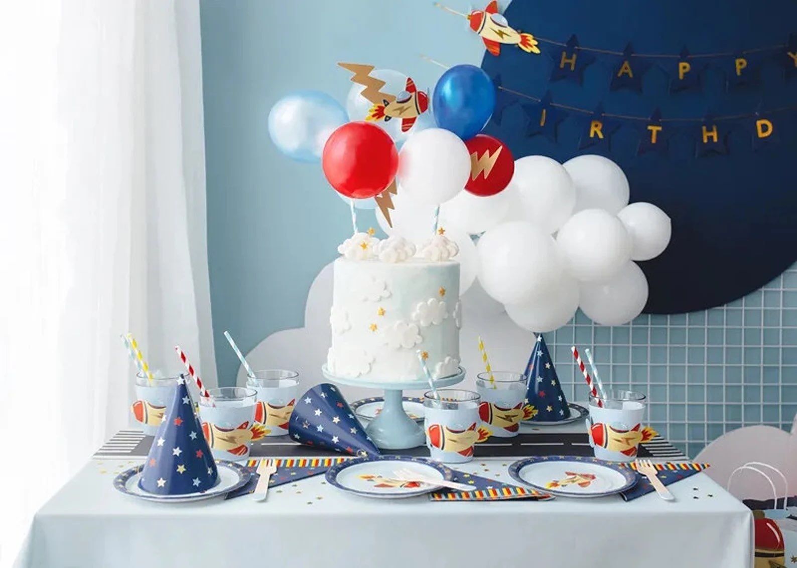 Blue Navy Party Hats with Stars