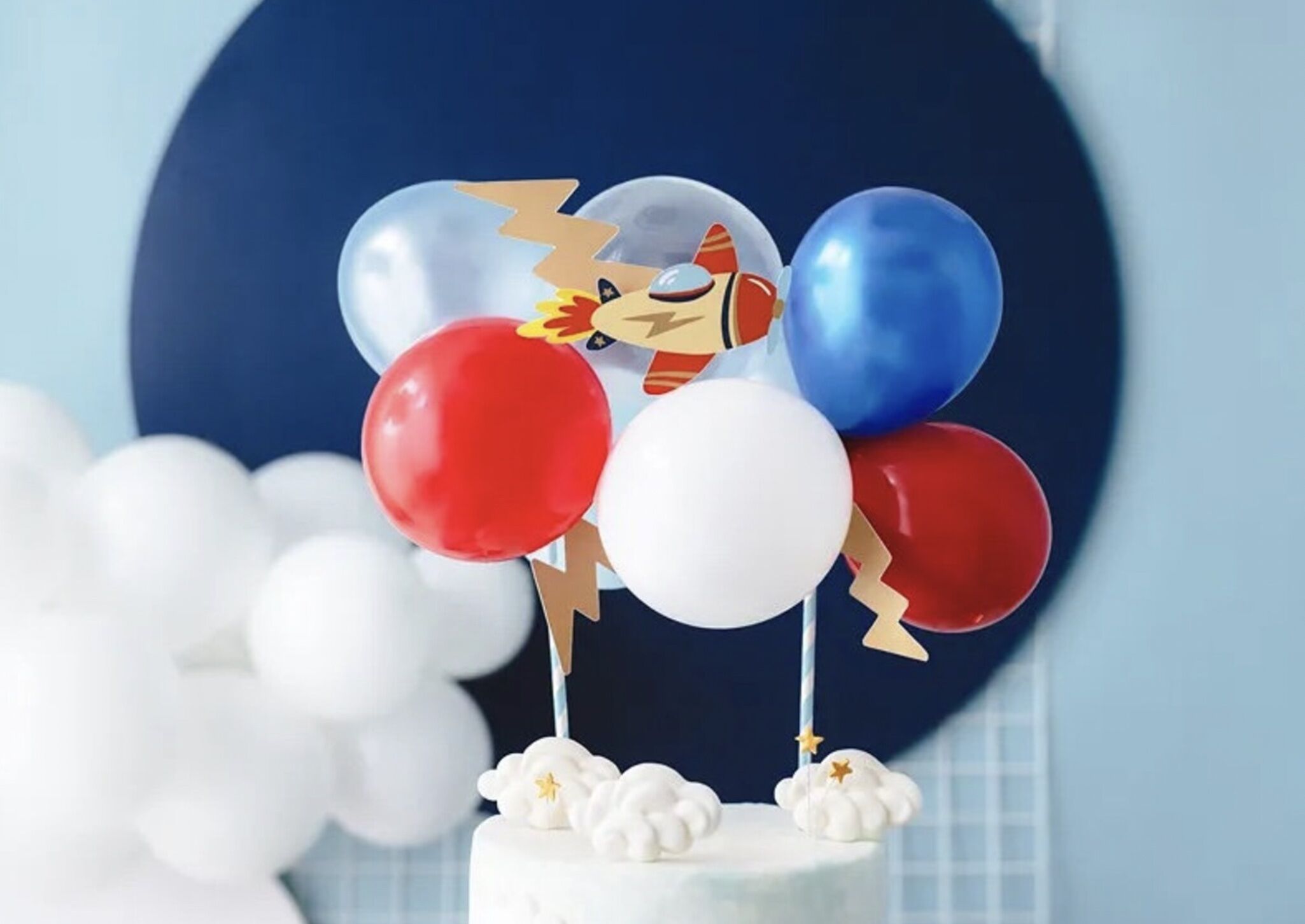 Airplane Themed Balloon Cake Topper