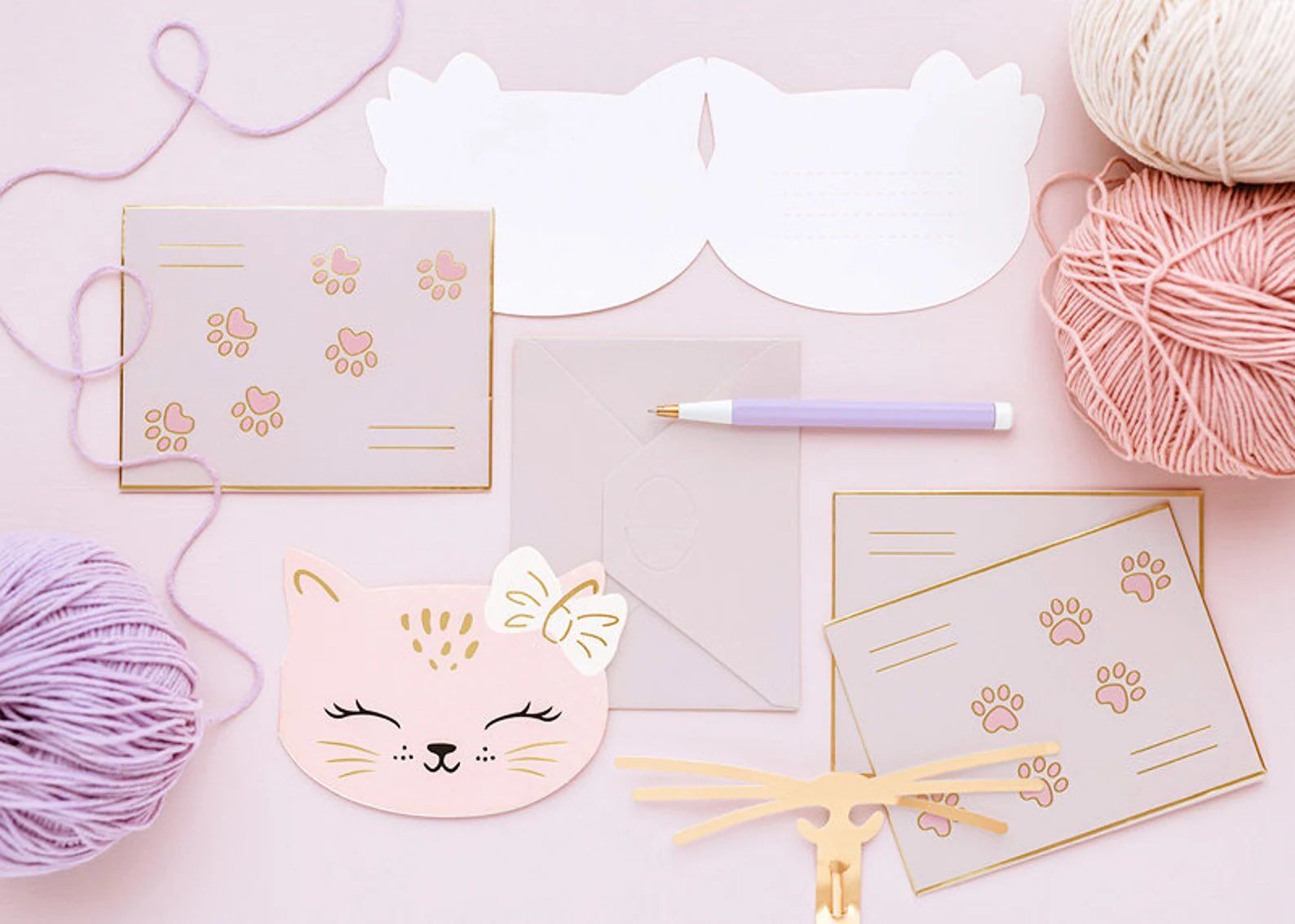 Pink Cat Invitations