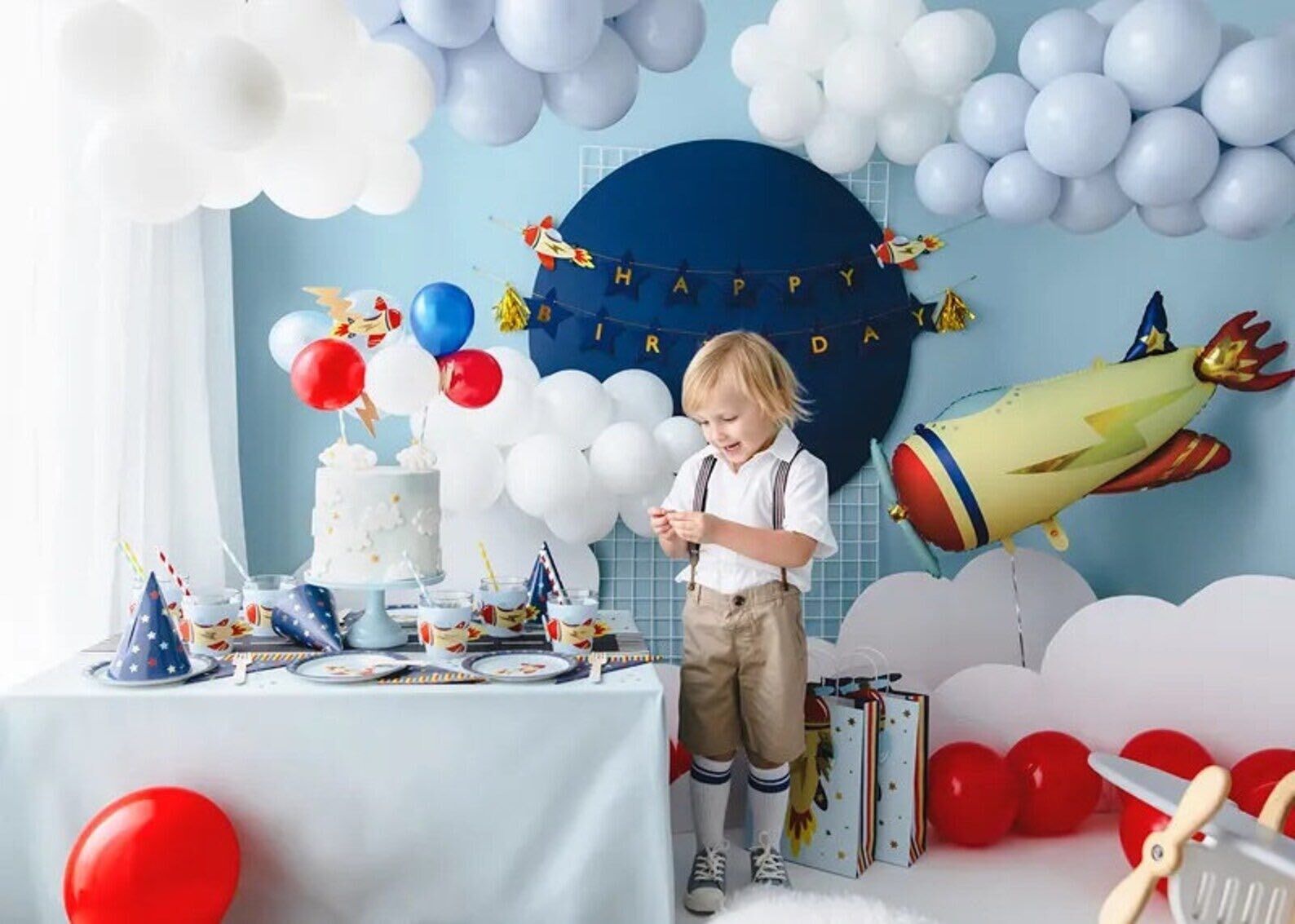 Airplane Themed Balloon Cake Topper